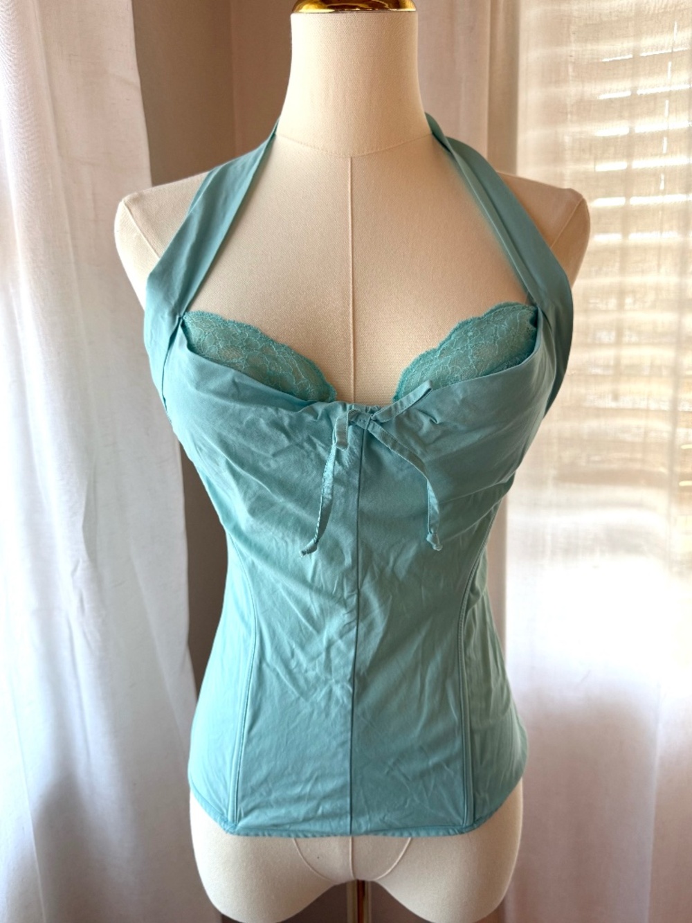 Vintage Y2K Fredericks of Hollywood Turquoise Halter Corset